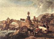 Nicolaes Pietersz. Berchem, Italian Landscape with a Small Bridge